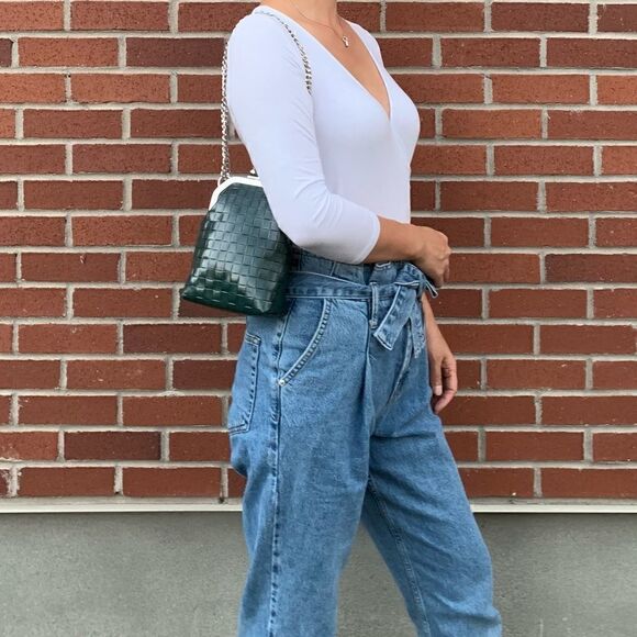 Handmade Genuine Embossed Leather Purse /Push Lock Crossbody/Shoulder bag - Picture 3 of 16